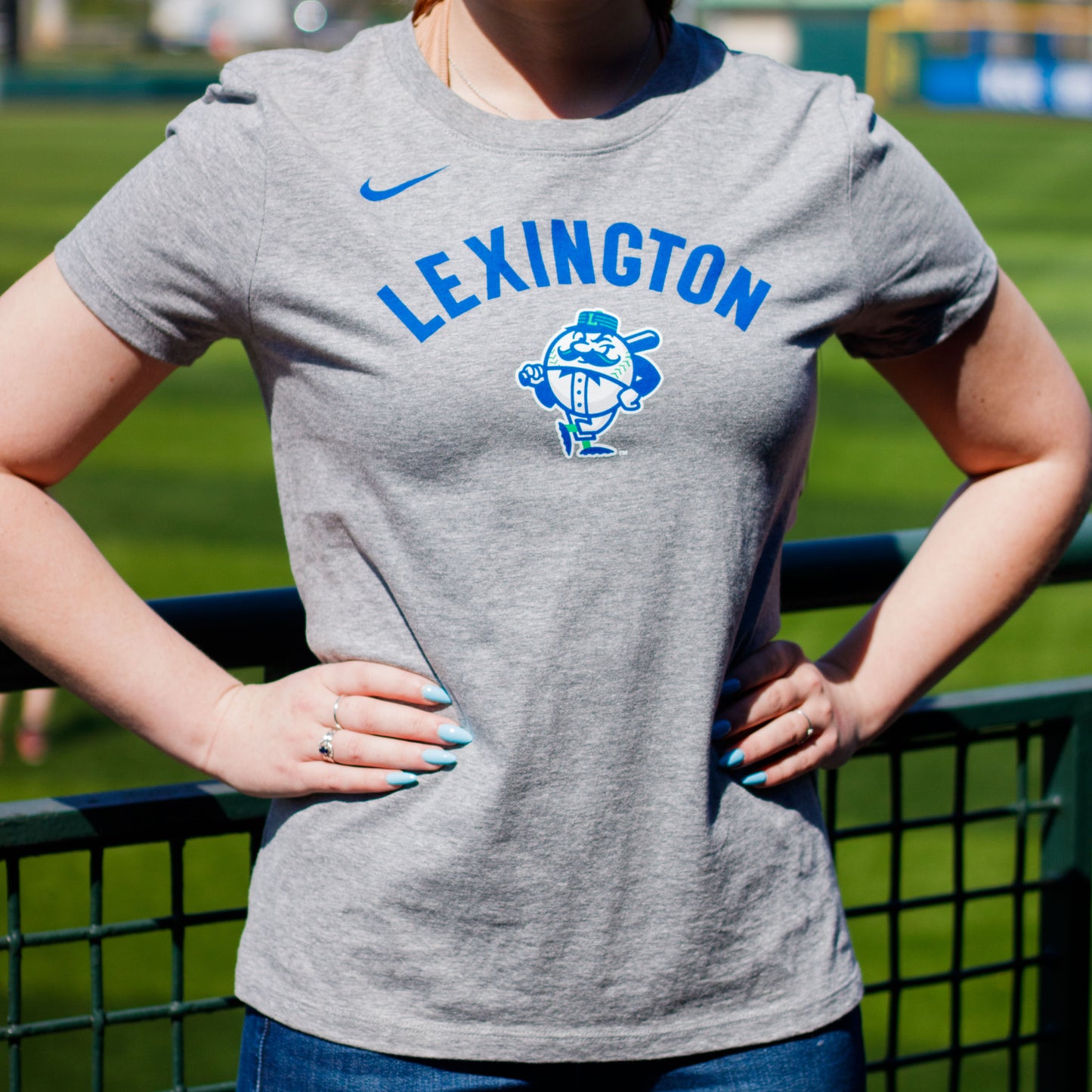 Ladies Nike Grey Legends Script Dri-Fit Tee
