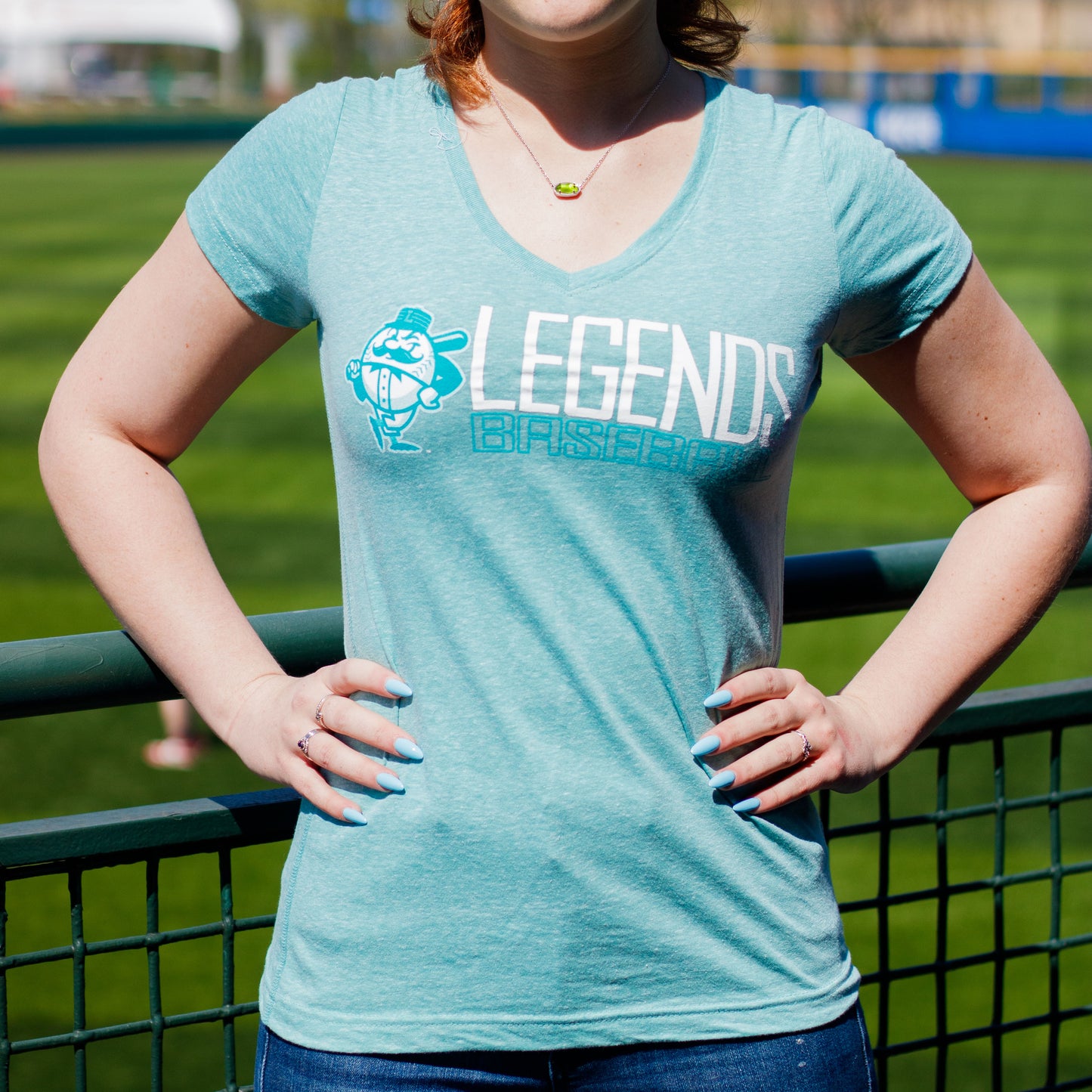 Ladies Melange Stowable V-Neck Tee