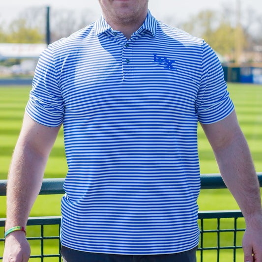 Cutter and Buck Blue Striped Lex Polo