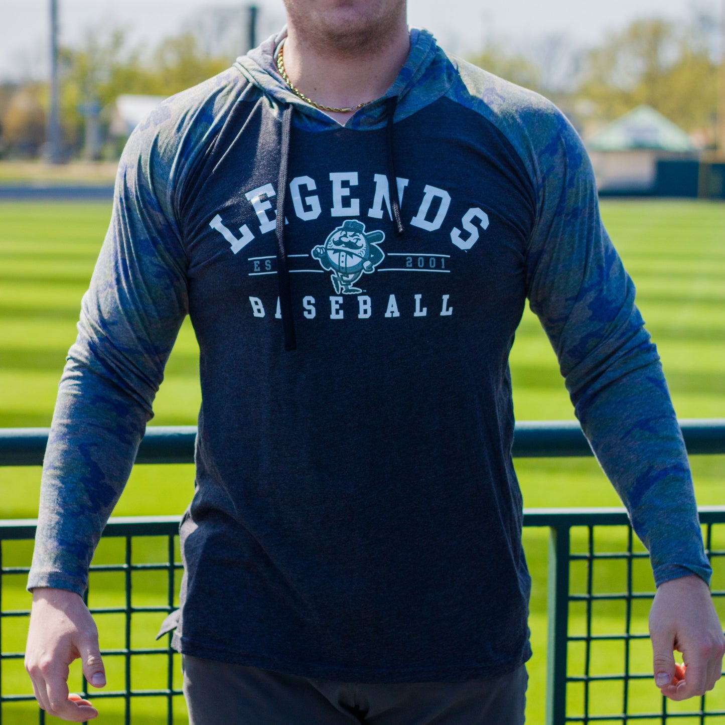 Adult Black/Camo Items Long Sleeve Hooded Tee