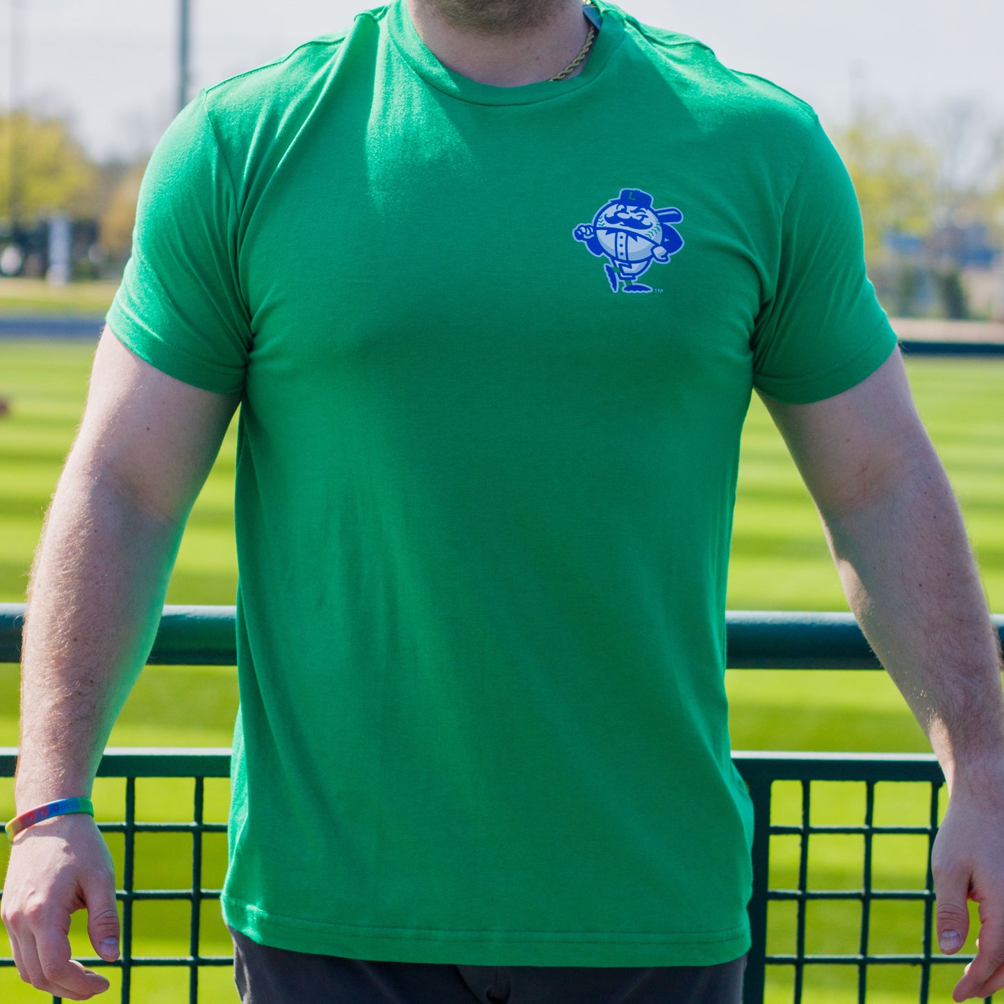 Adult Green Baseballism Stadium Tee