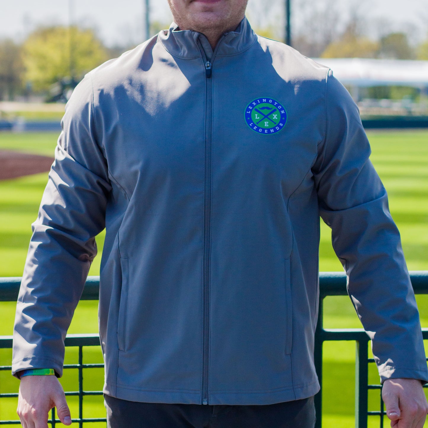 Adult Rain Jacket with Roundel Logo - Gray