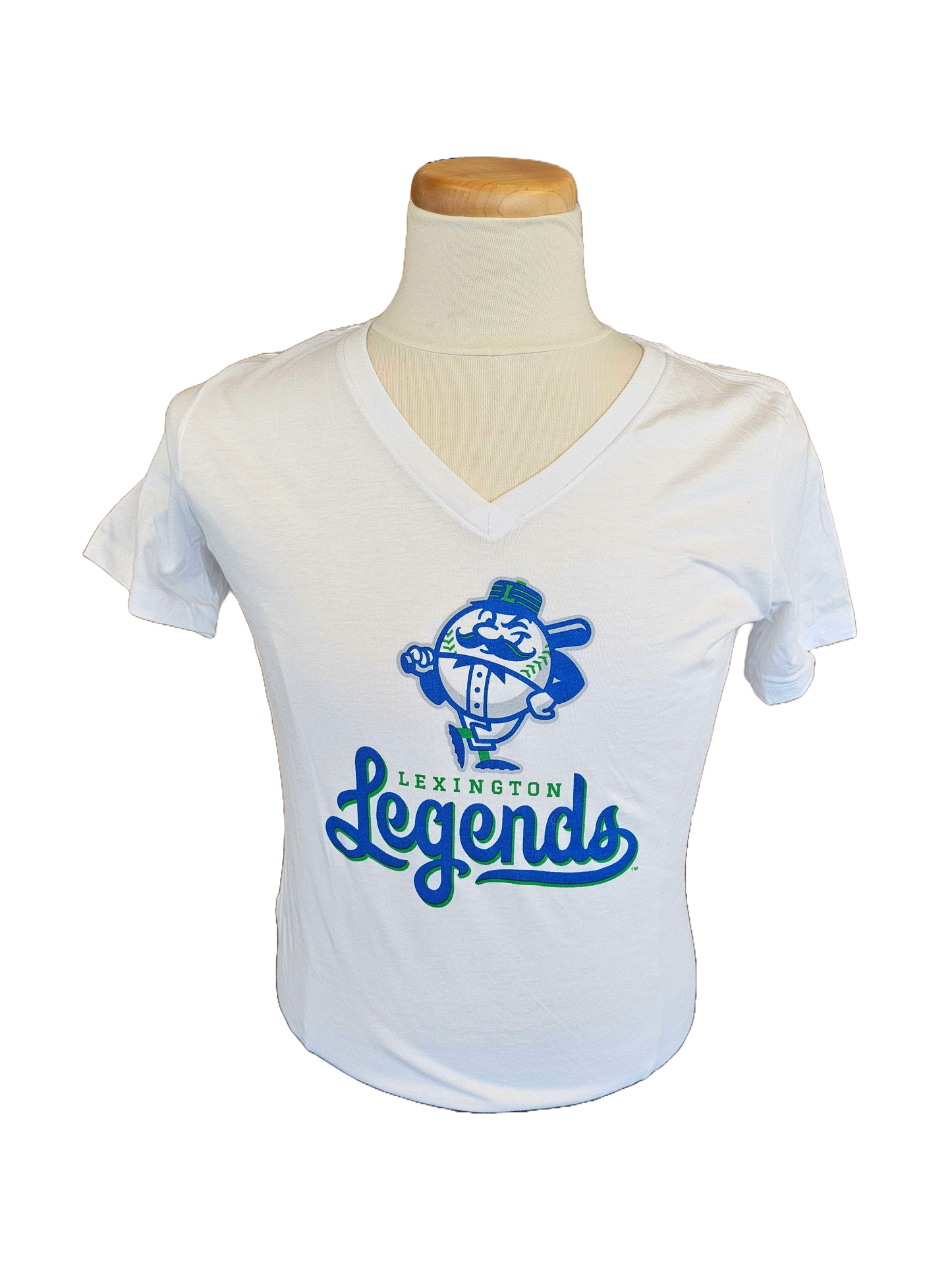 Ladies V-Neck Mighty Lex on Lexington Legends - White