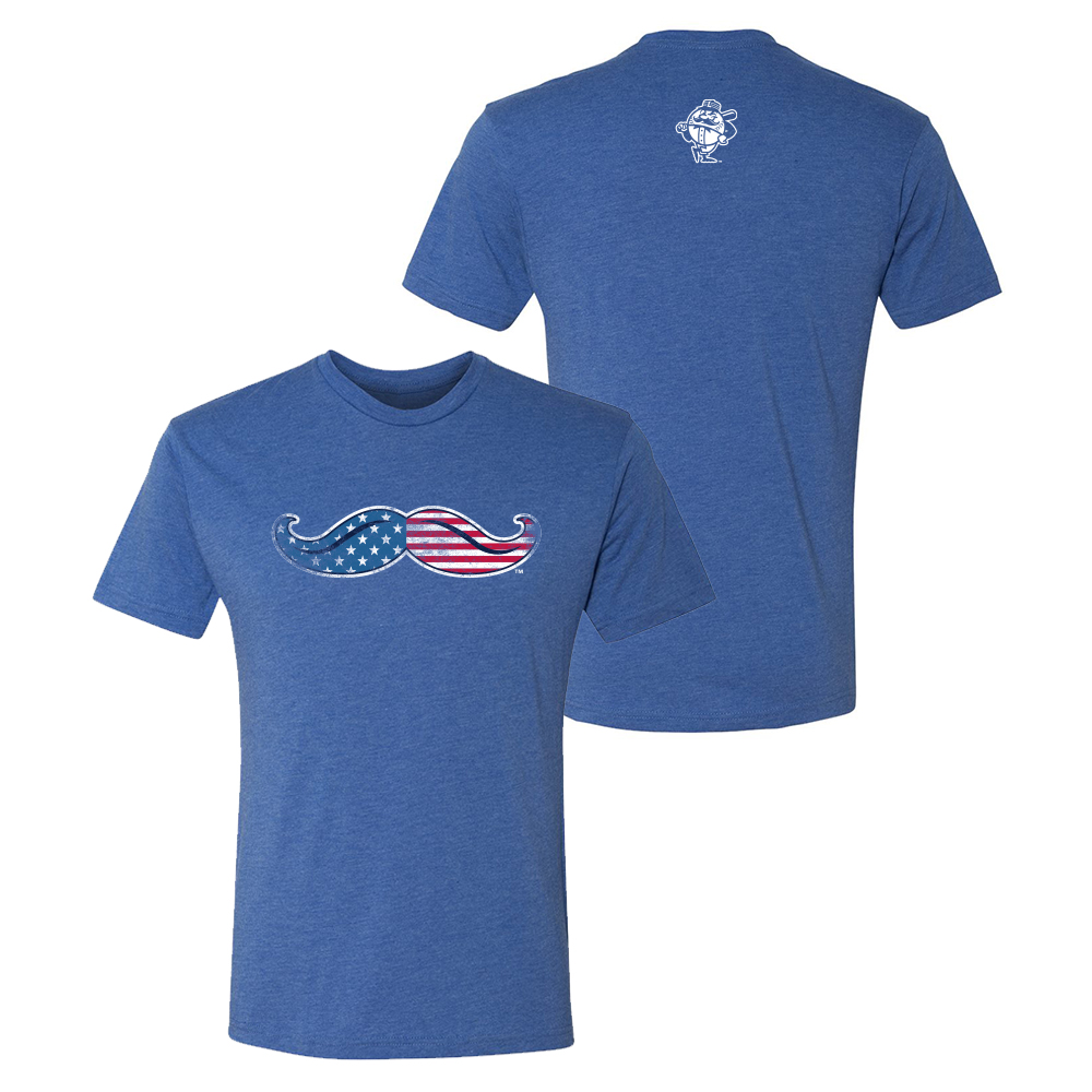 108 Stitches Royal Patriotic 250 Mustache Tee