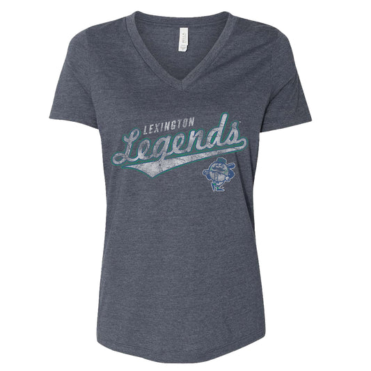 Ladies Heather Navy Loadout Relaxed CVC V-Neck